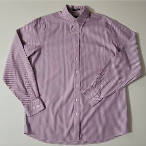 Eddie Bauer Men's Red Stripe Relaxed Fit Wrinkle Resistant Button-Down Shirt